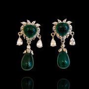 Drop & Oval Emerals Look Delicate Earrings