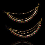 3 Layer Bridal Champaswaralu/Ear Chains Design with Gold Polish