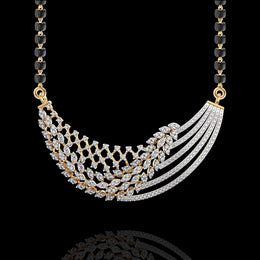 Black Beads Nallapusalu Chain with Diamonds Look