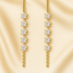 Elegant CZ Diamond Flower Matil Ear Chains in 18K Gold Polish for Brides