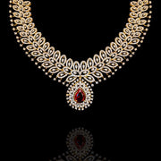 Elegant Diamond Look Heavy Bridal South Indian Necklace