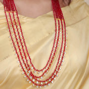 Elegant Delicate Multi-Strand Ruby & Kundan Beaded Necklace Design