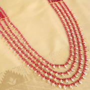 Elegant Delicate Multi-Strand Ruby & Kundan Beaded Necklace Design