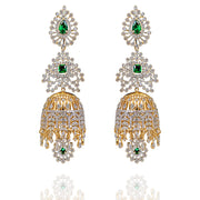 Pure Silver Regal Emerald Pearl Diamond Look Choker + Earrings SET