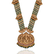 Emerald Beads Mala With Radha krishna Pendant