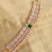Emerald Bloom CZ Diamond Floral Choker in 18K Gold Finish