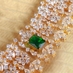 Emerald Bloom CZ Diamond Floral Choker in 18K Gold Finish