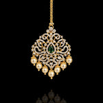 Emerald Center Mangtikka Design with Cascading Pearls