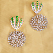 Emerald Crown Bloom Earrings with Timeless Sparkle