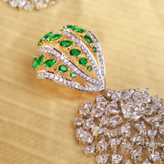 Emerald Crown Bloom Earrings with Timeless Sparkle