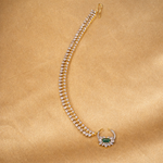 Emerald Diamond Look Nose Ring with Bridal Chain in Silver