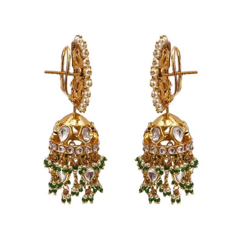 Emerald Polki Jhumka Earrings