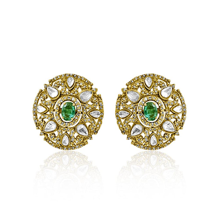  Emerald & Polki Stud Earring