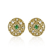  Emerald & Polki Stud Earring