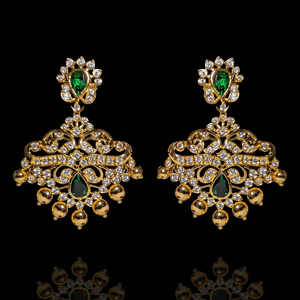 Emerald Elegance - Timeless Gold Polish Earrings Design