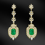 Emerald Elegance CZ Diamond Drop Earrings in Gold Finish