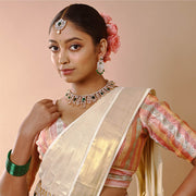 Emerald & CZ Diamond Mangtikka with Pearl Drop - Exquisite Elegance