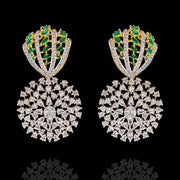 Emerald Crown Bloom Earrings with Timeless Sparkle