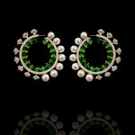 Emerald &  Pearl Bali Earrings with Diamond Look