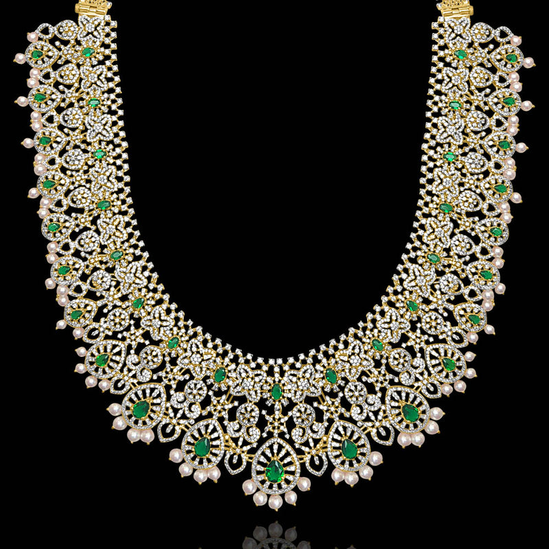 Enchanting Emerald Pearl Haram Necklace Design