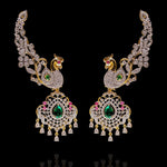 Enchanting Peacock Ear Cuffs Design with Statement Emerald Drops
