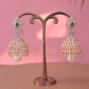 Enchanting South Indian Splendor - The Diamond Look Jhumka Bridal EarringsEnchanting South Indian Splendor - The Diamond Look Jhumka Bridal Earrings