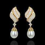 Exquisite Pearl Dangle Earrings with Sparkling Diamond Look Accents