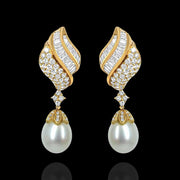 Exquisite Pearl Dangle Earrings with Sparkling Diamond Look Accents