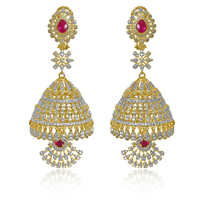 Exquisite South Indian Jhumka with Delicate Diamond Glow
