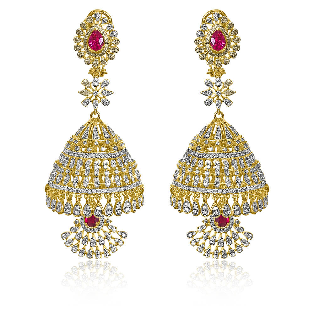 Exquisite South Indian Jhumka with Delicate Diamond Glow
