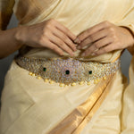Exquisite Diamond Look Emerald Bridal Vaddanam with Pearl Drops