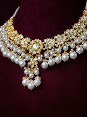 South Indian Polki Look Pearl Rich Short Necklace with Gold Polish Design