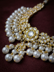 South Indian Polki Look Pearl Rich Short Necklace with Gold Polish Design