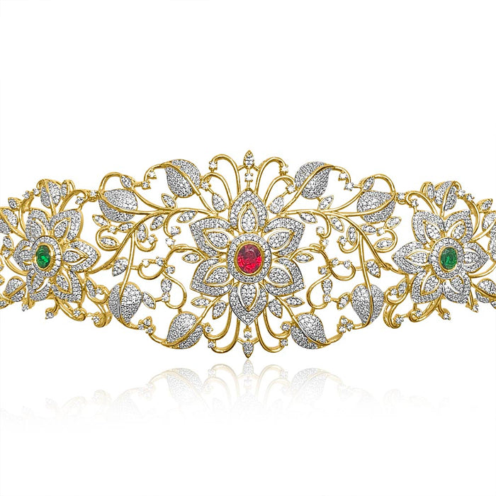 Floral Bridal Vadanam Design with Delicate & Intricate CZ Diamond