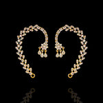 Glamorous Diamond Look Silver Ear Cuff with 18K Gold Polish
