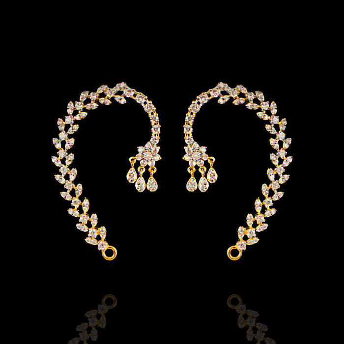 Glamorous Diamond Look Silver Ear Cuff with 18K Gold Polish