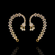 Glamorous Diamond Look Silver Ear Cuff with 18K Gold Polish