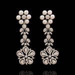 Glamorous Long Earrings with Pearls with Diamond Look