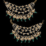 Glorius Green Bead Drop Bridal Champaswaralu Ear Chains