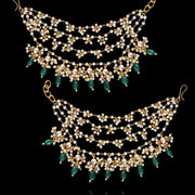 Glorius Green Bead Drop Bridal Champaswaralu Ear Chains
