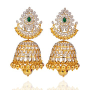 Gold Ball Bridal Jhumka Earrings Design In 18Kt Yellow Gold Polish
