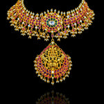 Gold Plated Kundan Polki Look Temple Choker Necklace