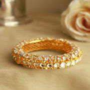 Gold Plated Polki Kada Bangle in 92.5 Silver with Handcrafted Detailing