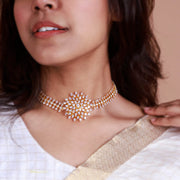 Gold Plated Simulated Diamond Choker Necklace – Starlight Radiance Design