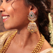 Traditional Diamond Look Mala Bridal Necklace + Bottu Earring