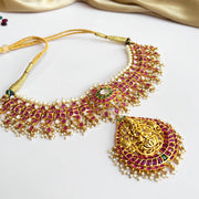 Gold Plated Kundan Polki Look Temple Choker Necklace