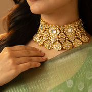 Gold Plated Polki Studded Polki Kundan Choker Necklace Set