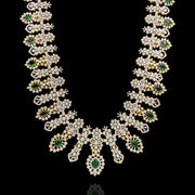 Graceful Bridal Long Haram Necklace with Diamond Emerald Look Stones