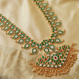 Grand CZ Kundan Polki Diamond Mango Haram Necklace