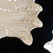 Handcrafted 925 Silver Leaf Small Platter with Bird Motif Handle